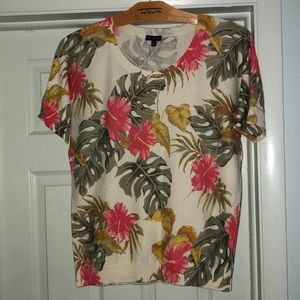 Talbots tropical floral palm sweater